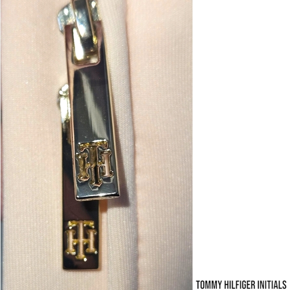 TOMMY HILFIGER Powder Pink Mock Neck Zip Front Scuba Sheath Dress Size 8P - Picture 7 of 16